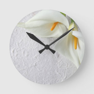 Calla lilies with room for text round clock