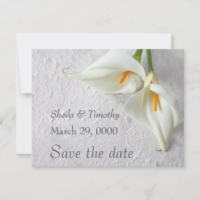 Calla lilies with room for text save the date (Front)