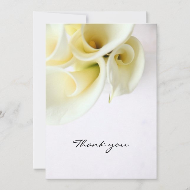 Calla lilies with text space thank you card (Front)
