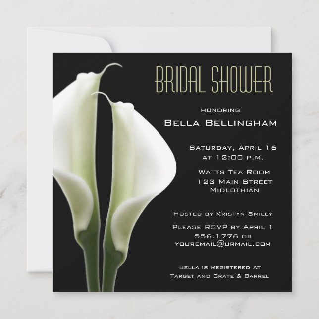 Calla Lillies Bridal Shower Invitation (Front)