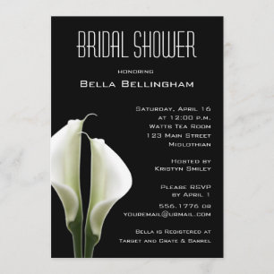 Calla Lillies Bridal Shower Invitation on Black