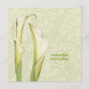Calla lillies/ivory damask wedding Invitations
