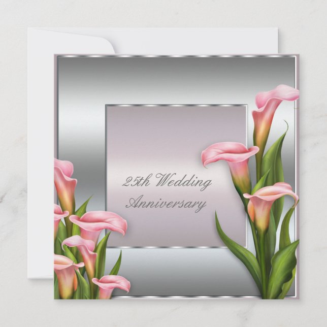Calla Lily 25th Wedding Anniversary Party Invitation (Front)