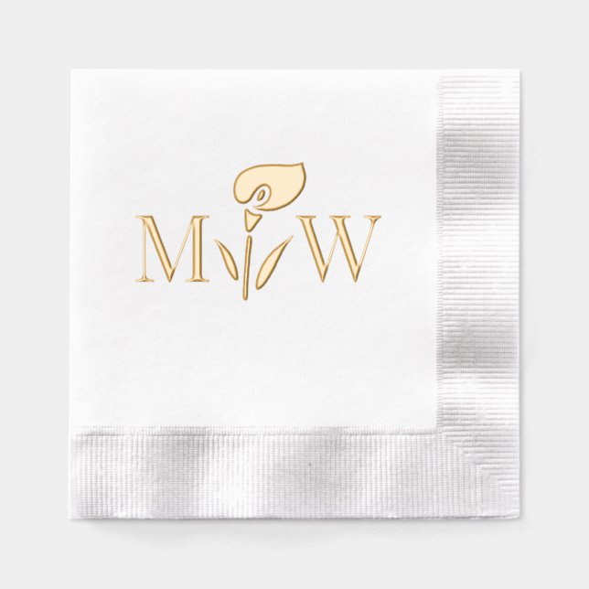 Calla Lily #2 Couple Wedding 2 Initial Monogram Foil Napkins (Front)