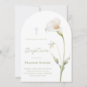 Calla lily Baptism Invitation