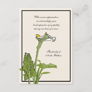 Calla Lily Bereavement Thank You Notecard