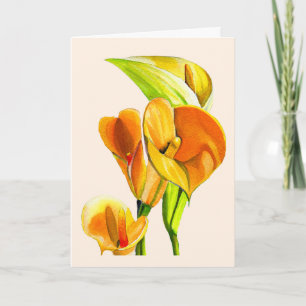 Calla lily blossom watercolor floral card