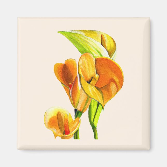 Calla lily blossom watercolor floral magnet (Front)