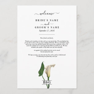 Calla Lily Botanical Wedding Itinerary Programme