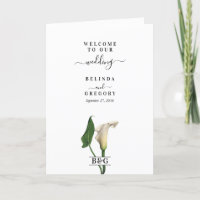 Calla Lily Botanical Wedding Order of Service