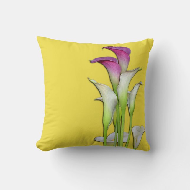 Calla Lily Bouquet Yellow Cushion (Front)