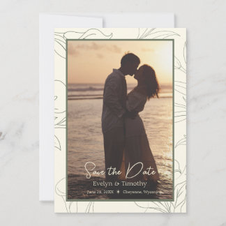 Calla Lily Cream Sage Wedding Photo Save The Date