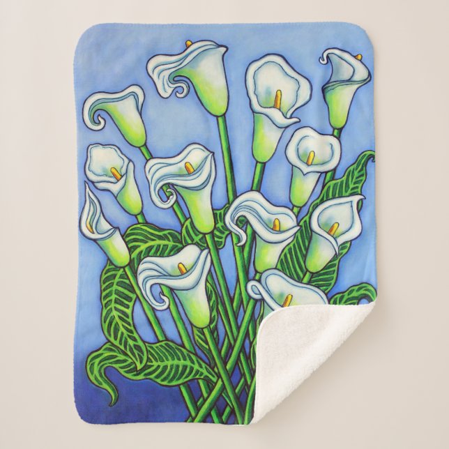 Calla Lily Dreaming Sherpa Blanket by Lisa Lorenz (Front)