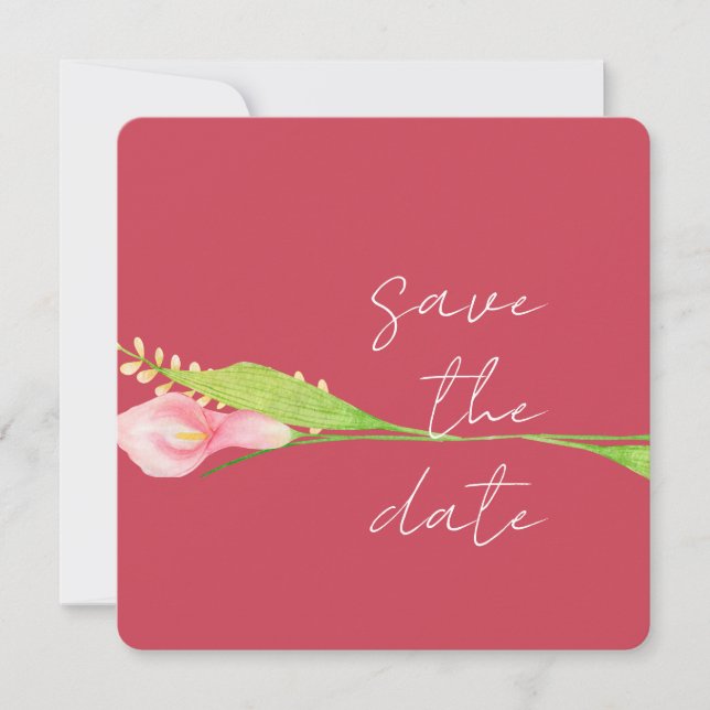 Calla Lily Elegant Save The Date Announcement (Front)