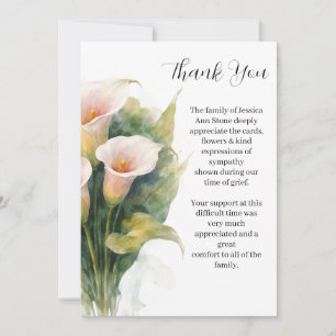 Calla Lily Floral Funeral Death Thank you Invitation