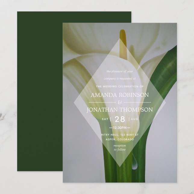 Calla Lily Floral Spring Wedding Invitation (Front/Back)