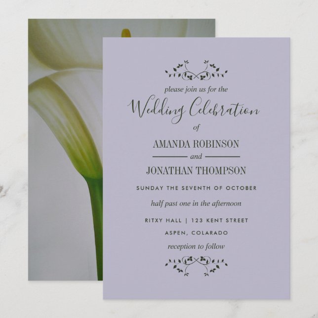 Calla Lily Floral Wedding Invitation (Front/Back)