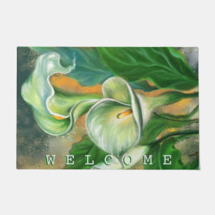 Calla Lily Flower Doormat Welcome