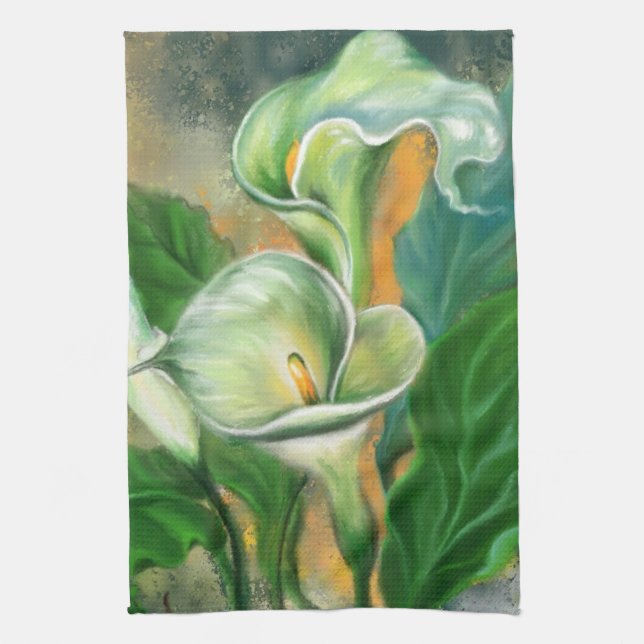 Calla Lily Flower Kitchen Towel Painting (Vertical)