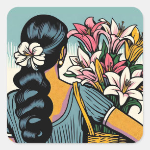 Calla Lily Flower Pop Art Square Sticker