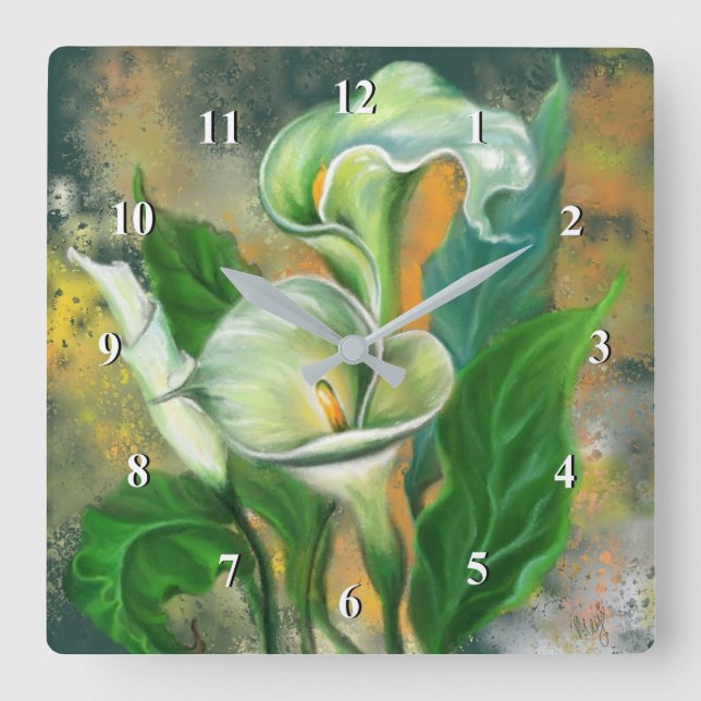 Calla Lily Flower Wall Clock Painting (Front)