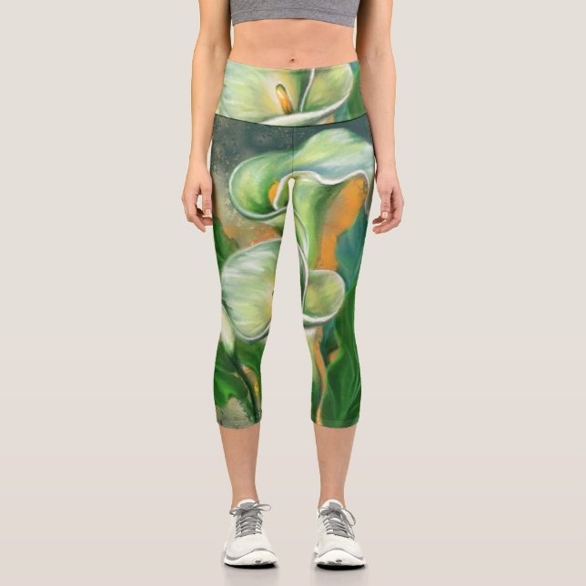  Calla Lily Flowers Capri Leggings (Front)