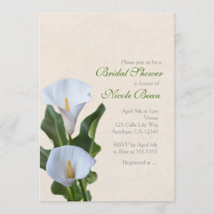 Calla Lily Flowers Floral Elegant Bridal Shower Invitation