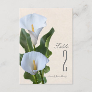 Calla Lily Flowers Floral Elegant Table Number
