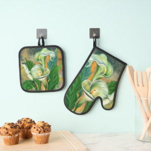 Calla Lily Flowers Oven Mitt & Pot Holder Set
