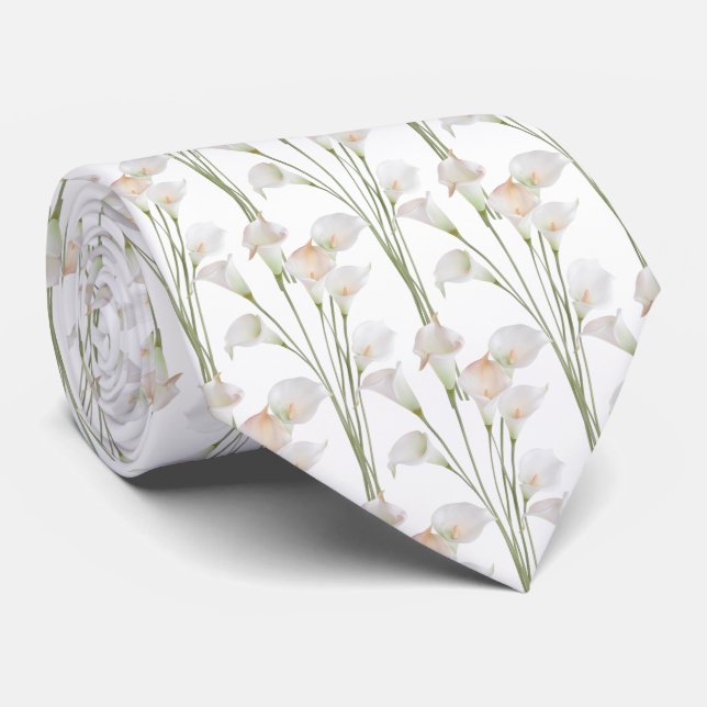 calla lily flowers pattern tie (Rolled)