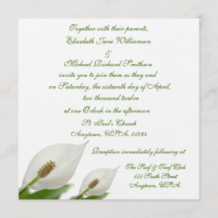 Calla Lily Flowers White Wedding Invitation