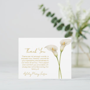 Calla Lily Funeral Thank You Card Bereavement