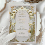 Calla Lily Gold Foil Wedding Invitation by Mucha<br><div class="desc">Art Nouveau Vintage wedding invitations by Alphonse Mucha in a floral, romantic, and whimsical design. Victorian flourishes complement classic art deco fonts. Please enter your custom information, and you're done. If you wish to change the design further, simply click the blue "Customise It" button. Thank you so much for considering...</div>