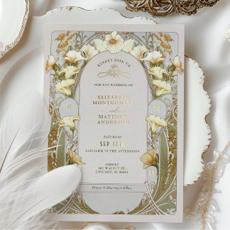 Calla Lily Gold Foil Wedding Invitation by Mucha