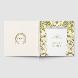 Calla Lily Gold Wedding Art Nouveau Guest Book