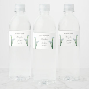Calla Lily Greenery Bridal Shower Couples Wedding Water Bottle Label
