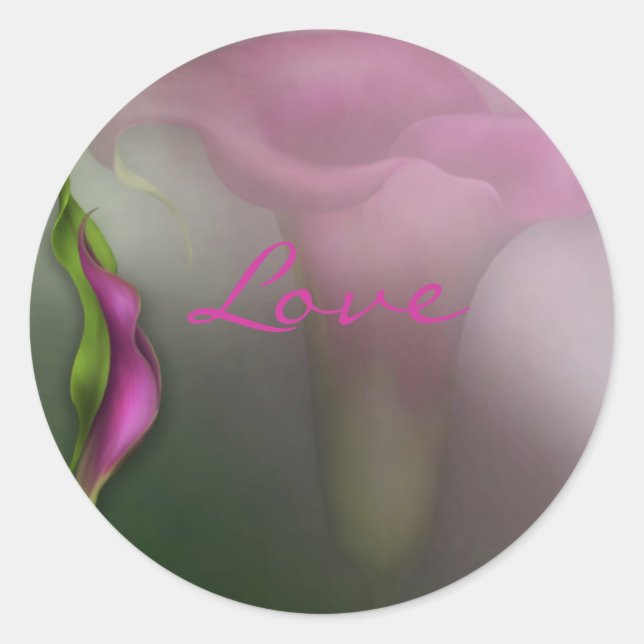 Calla Lily Love Classic Round Sticker (Front)