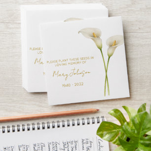 Calla Lily Memorial Funeral Seed Envelope