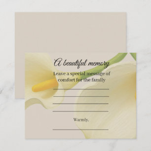 Calla lily memorial message card