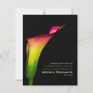 Calla Lily Memorial – Red Yellow Green Floral Invitation