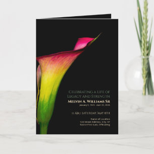 Calla Lily Memorial Red Yellow Green Program Invitation