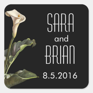 Calla Lily Modern Floral Wedding Square Sticker