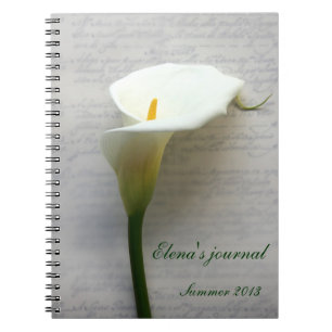 calla lily on handwriting journal notebook