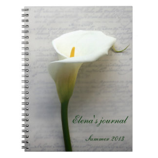calla lily on handwriting journal notebook