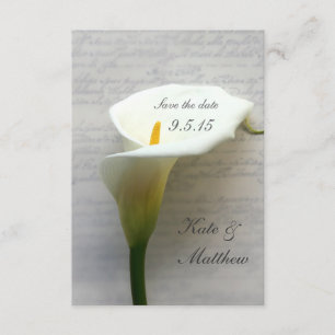 Calla lily on handwriting save the date