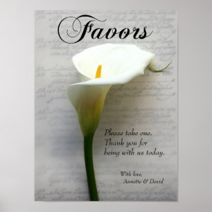 Calla lily on handwriting sign
