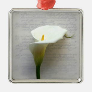 calla lily on old handwriting premium ornament