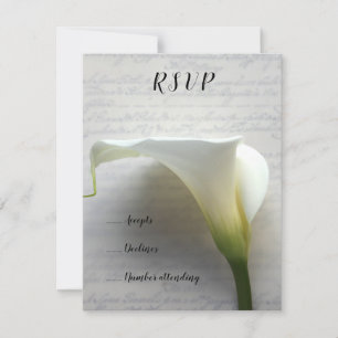 Calla lily on old handwriting rsvp invitation