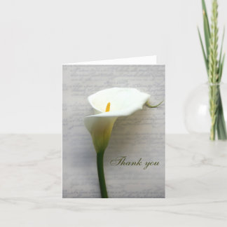calla lily on old handwriting thank you card