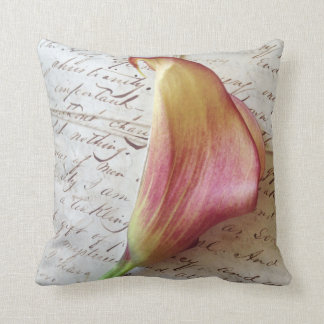 calla lily on old letters throw pillow